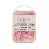 Bohin Plastic Head Pins 1-1/2in Light Pink Star 100ct